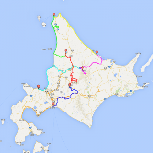 2014年北海道ツーリング予定ルート